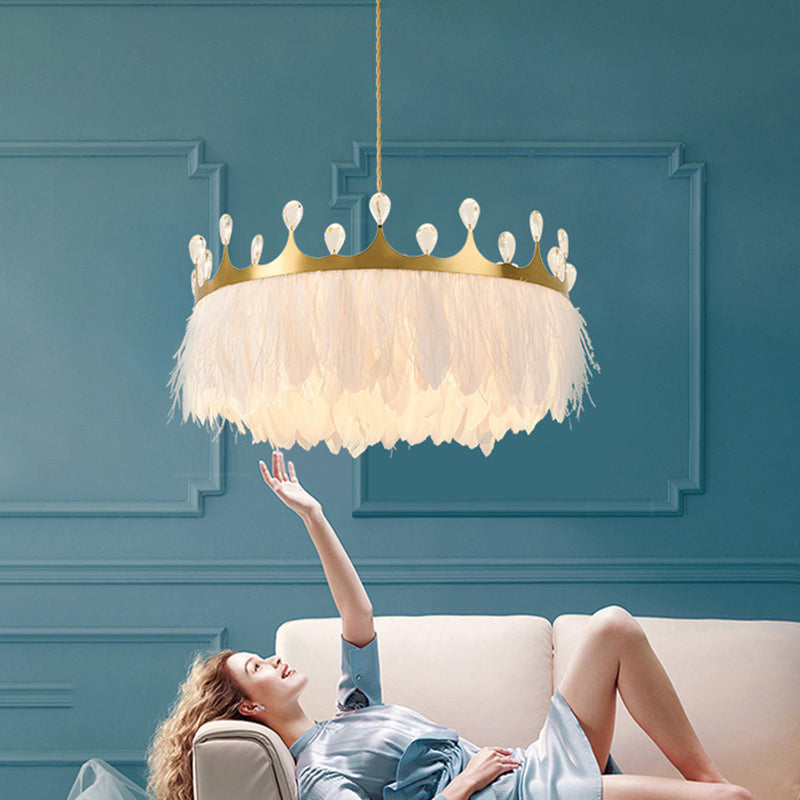 Gouden kroon kroonluchter verlichting artistieke 1-head veer suspensie Licht met K9 Crystal Deco