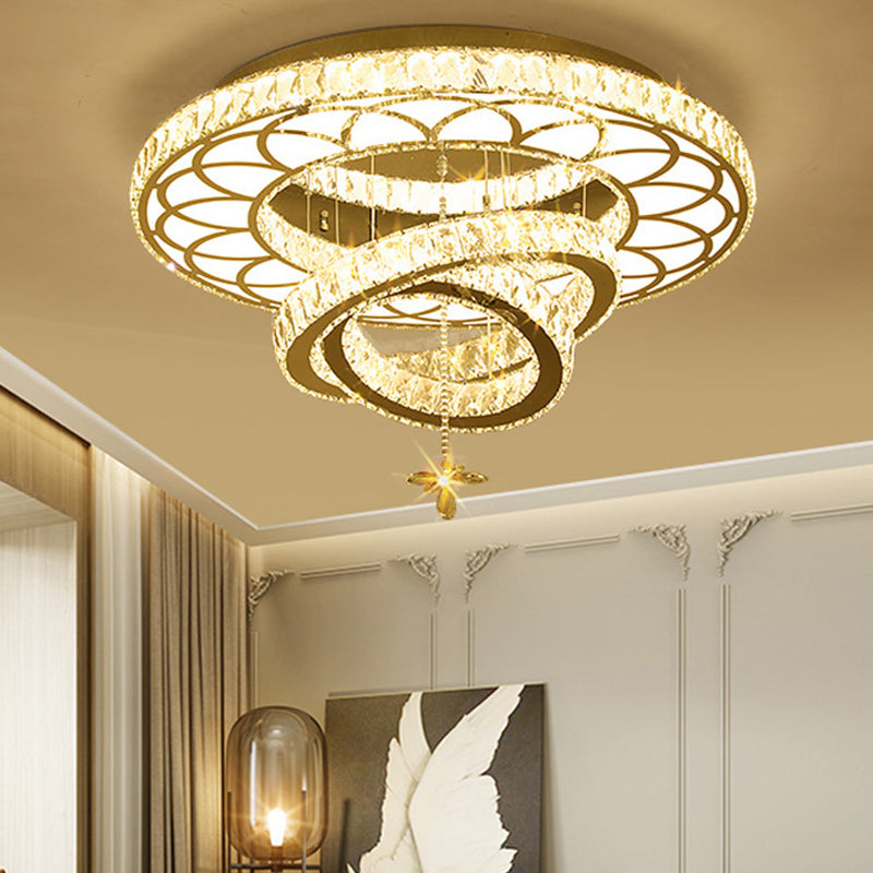 Zilverringen plafond spoeling licht eigentijdse kristallen led spoeling mount lamp armatuur voor slaapkamer