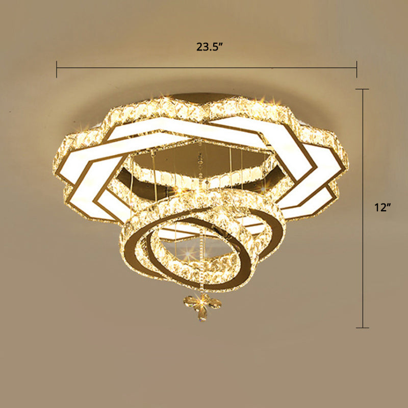 Zilverringen plafond spoeling licht eigentijdse kristallen led spoeling mount lamp armatuur voor slaapkamer