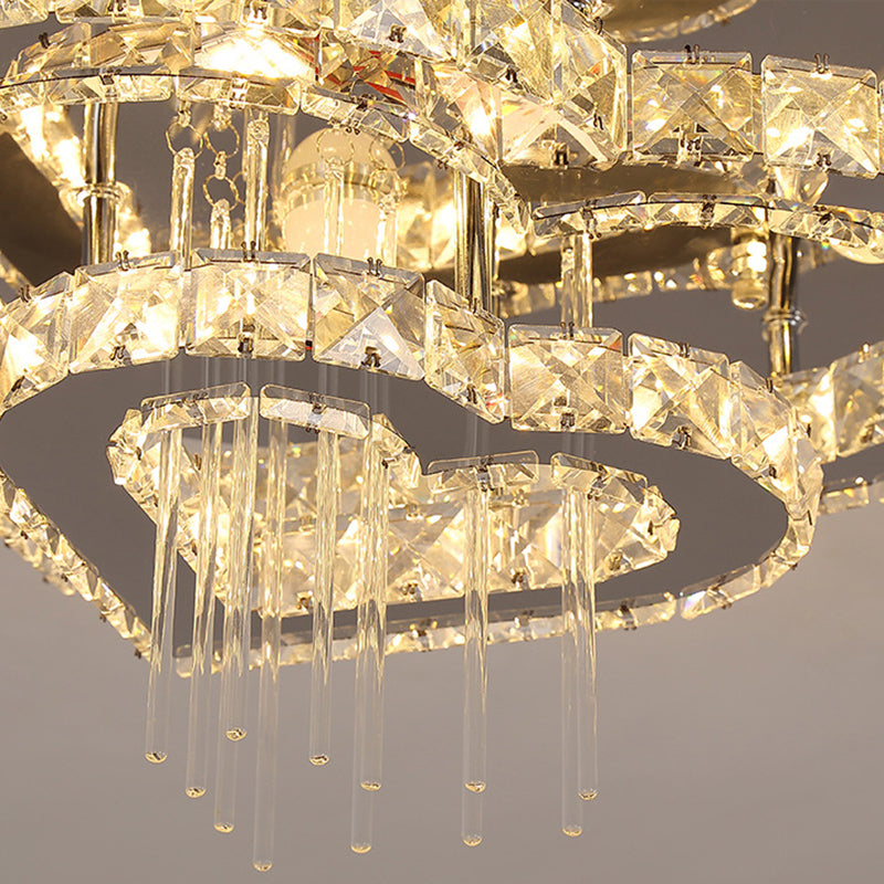 Moderne hartvormige semi-spoel licht licht snijstal slaapkamer led plafondarmatuur in zilver