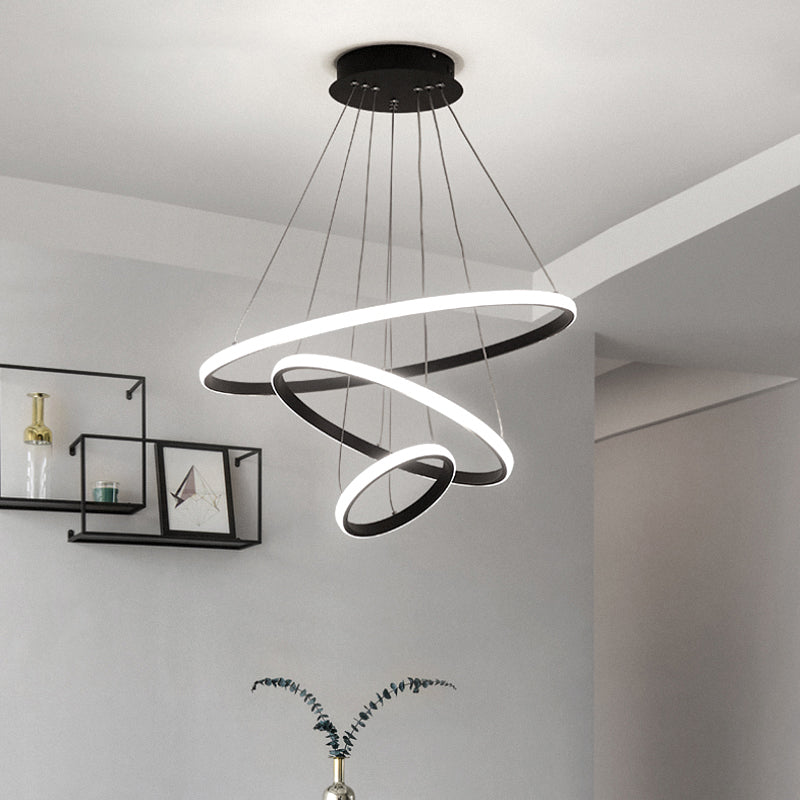 Outer Glowing Ring Shaped Hanging Light Artistic Aluminum LED Chandelier for Restaurant