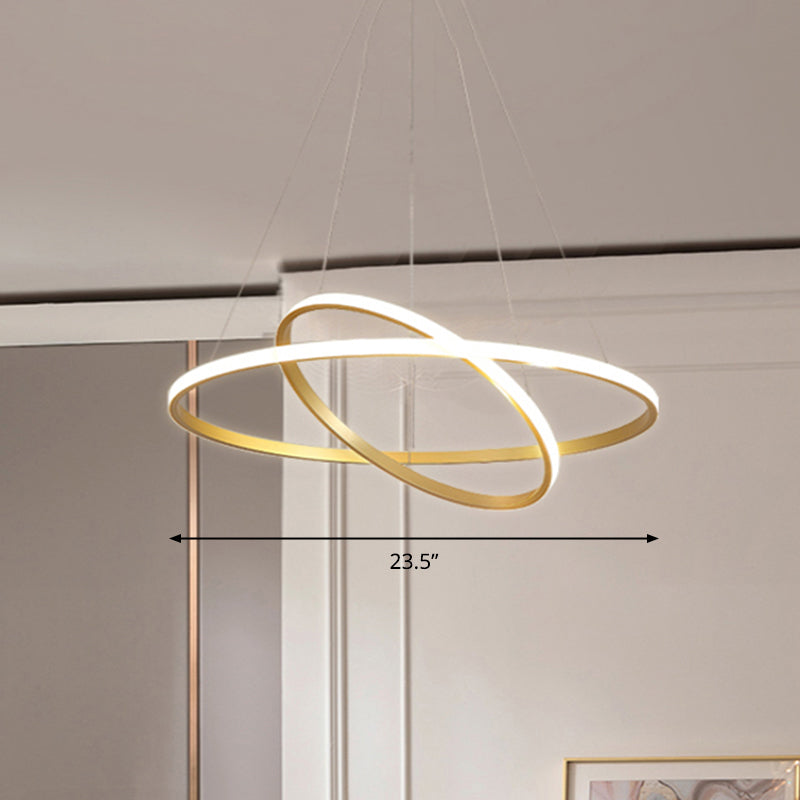 Outer Glowing Ring Shaped Hanging Light Artistic Aluminum LED Chandelier for Restaurant