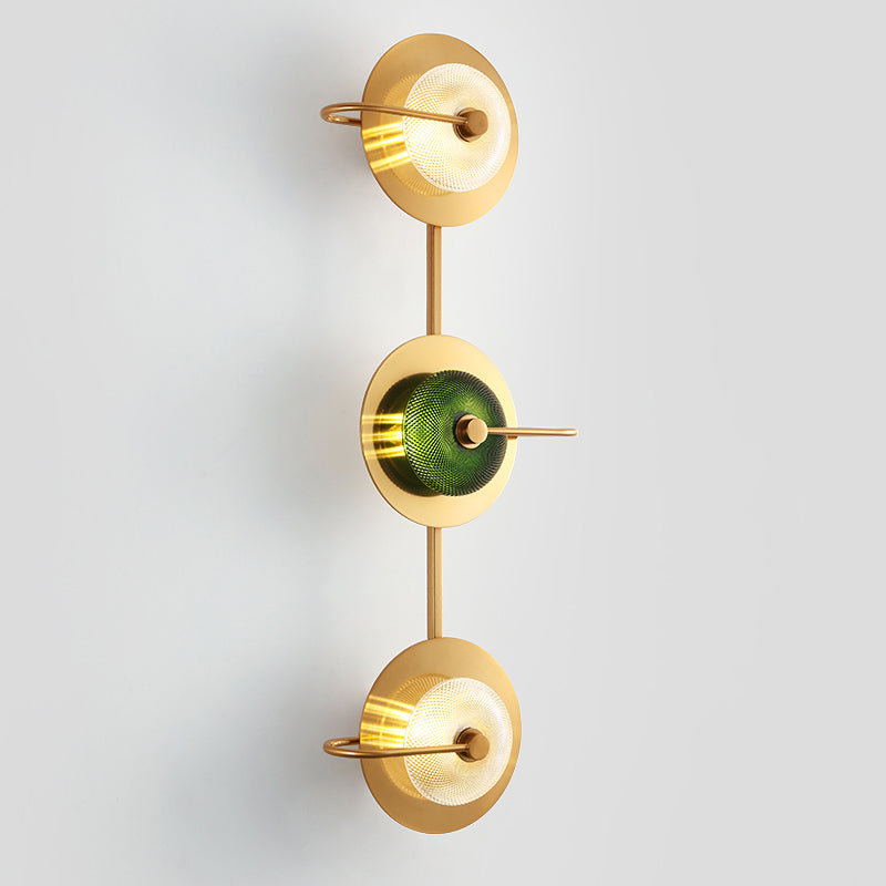Glazen schijf Wand SCONCE Postmodern geborsteld Goudwandgemonteerde lamp voor woonkamer
