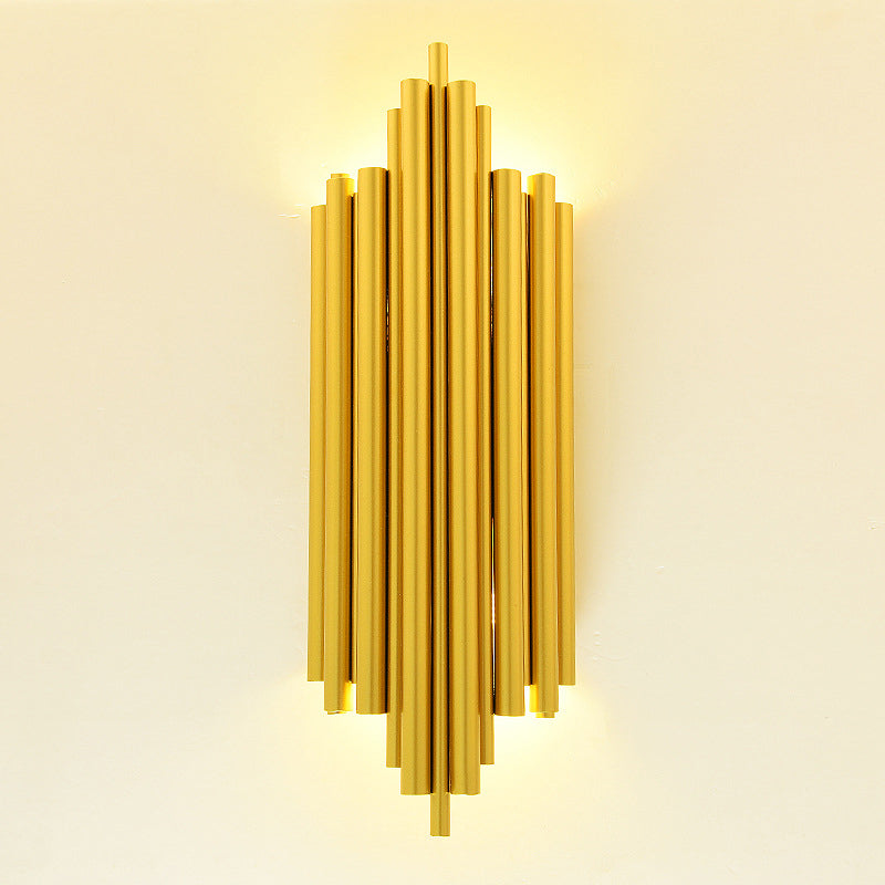 Gold Finish Flute Sconce Lamp Postmodernism 4-Light Metal Wall Mount Light for Living Room