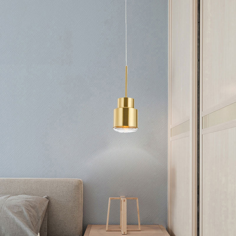 Granaatvormige druppel hanger postmodern metaal metaal 1-licht goud slinger licht met glazen diffuser