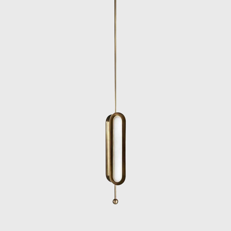 Metal Oblong Suspension Lighting Postmodern Gold Plated LED Hanging Light for Dining Room