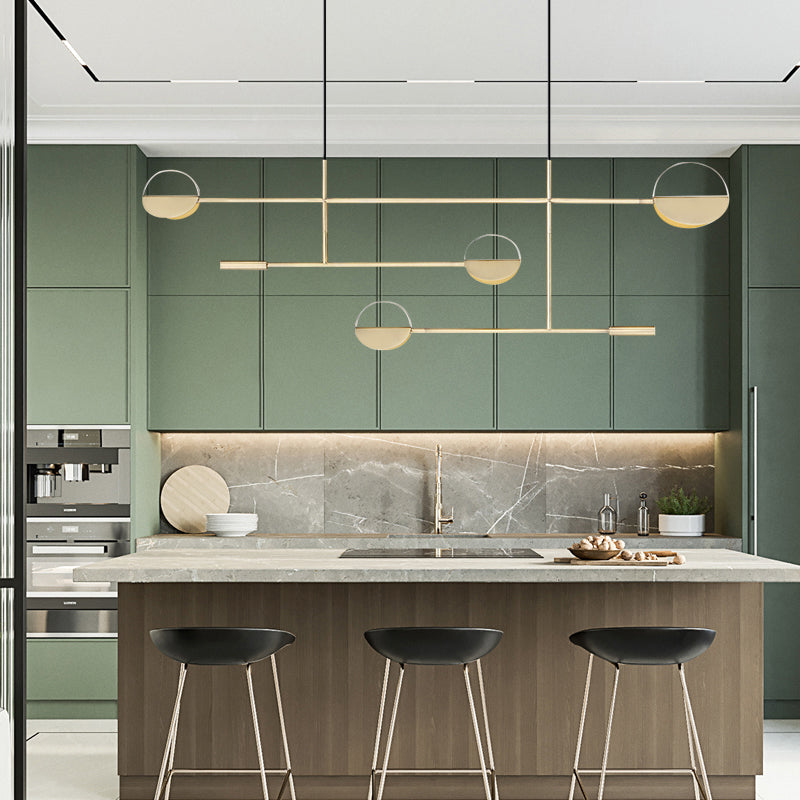 Minimalist 3-Arm Pendant Light Metal 4 Bulbs Dining Room Island Lighting Fixture