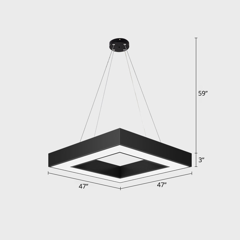 Black Finish Square LED Chandelier Nordic Style Acrylic Ceiling Suspension Light