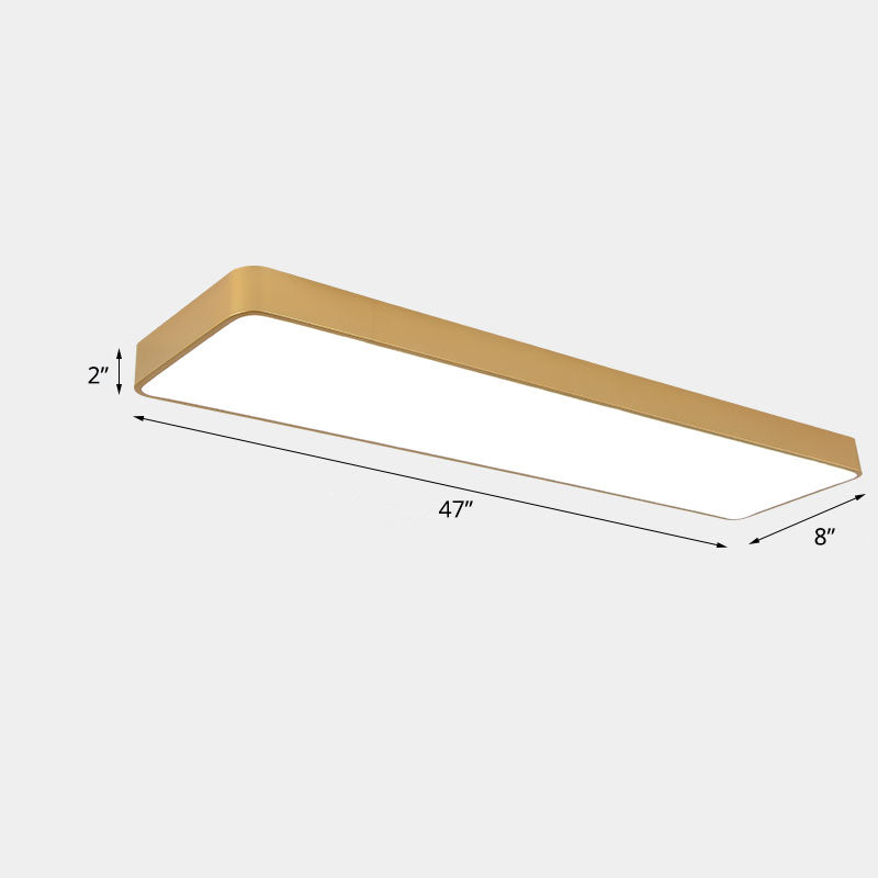 Metal Rectangle LED Ceiling Lighting Minimalist Light Wood Grain Flush Mount Light for Office