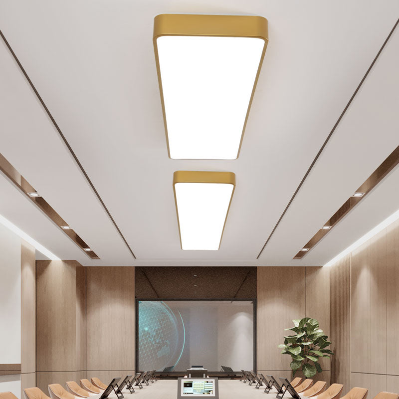 Metal Rectangle LED Ceiling Lighting Minimalist Light Wood Grain Flush Mount Light for Office