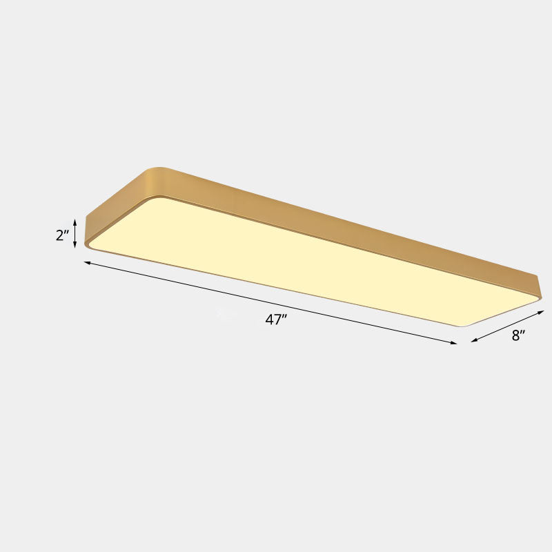 Metal Rectangle LED Ceiling Lighting Minimalist Light Wood Grain Flush Mount Light for Office