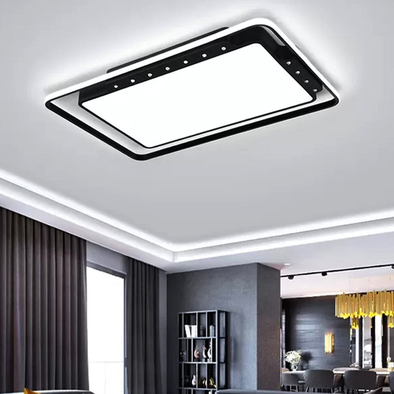 Schwarz/Weiß Rechteckige Deckenleuchte 16 "/19.5" /32.5 " Weitlich-Acryl-Wohnzimmer Flush Mount in Warm/Weißes Licht