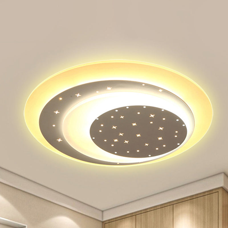 Acryl Crescent LED-plafondlamp met sterromantisch inbouwlicht voor meisjesslaapkamer