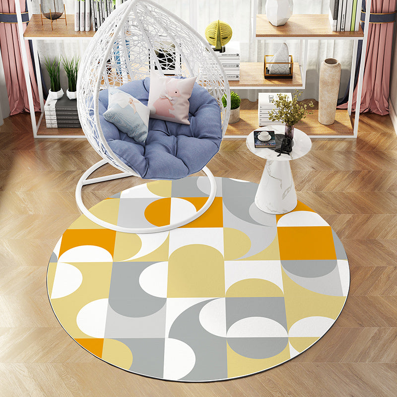 Calming Decoration Rug Multi Color Geometric Print Indoor Rug PVC Anti-Slip Backing Easy Care Area Carpet