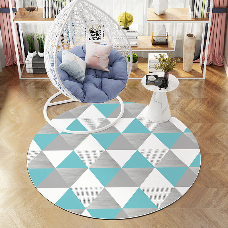 Calming Decoration Rug Multi Color Geometric Print Indoor Rug PVC Anti-Slip Backing Easy Care Area Carpet
