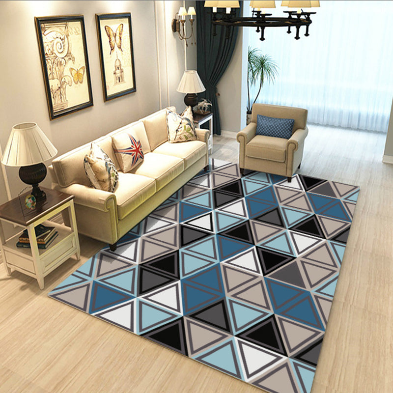 Calming Geometric Print Rug Multi Colored Polyster Area Carpet Non-Slip Backing Pet Friendly Washable Rug for Parlor