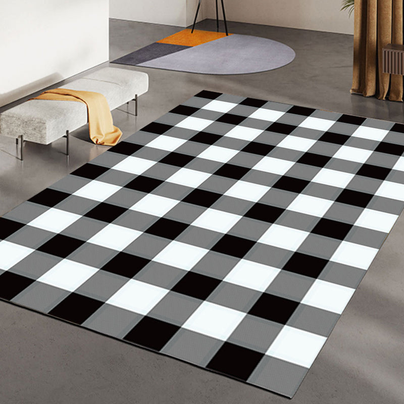 Relaxing Decoration Rug Multi-Color Plaid Printed Indoor Rug Polypropylene Pet Friendly Easy Care Area Carpet
