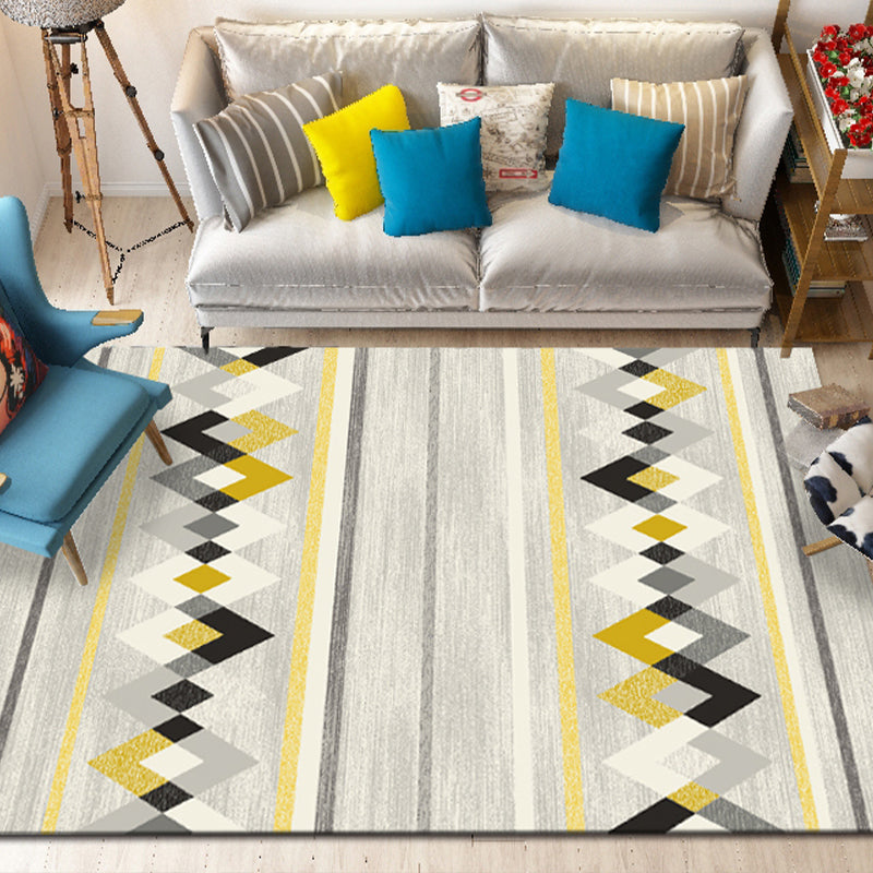 Multi Color Simple Rug Polypropylene Geometric Print Indoor Rug Anti-Slip Backing Pet Friendly Area Carpet for Living Room