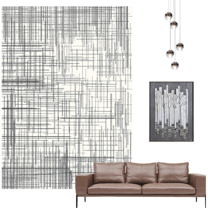 Basic Living Room Rug Multi Color Stripe Print Indoor Rug Polypropylene Anti-Slip Backing Easy Care Area Carpet