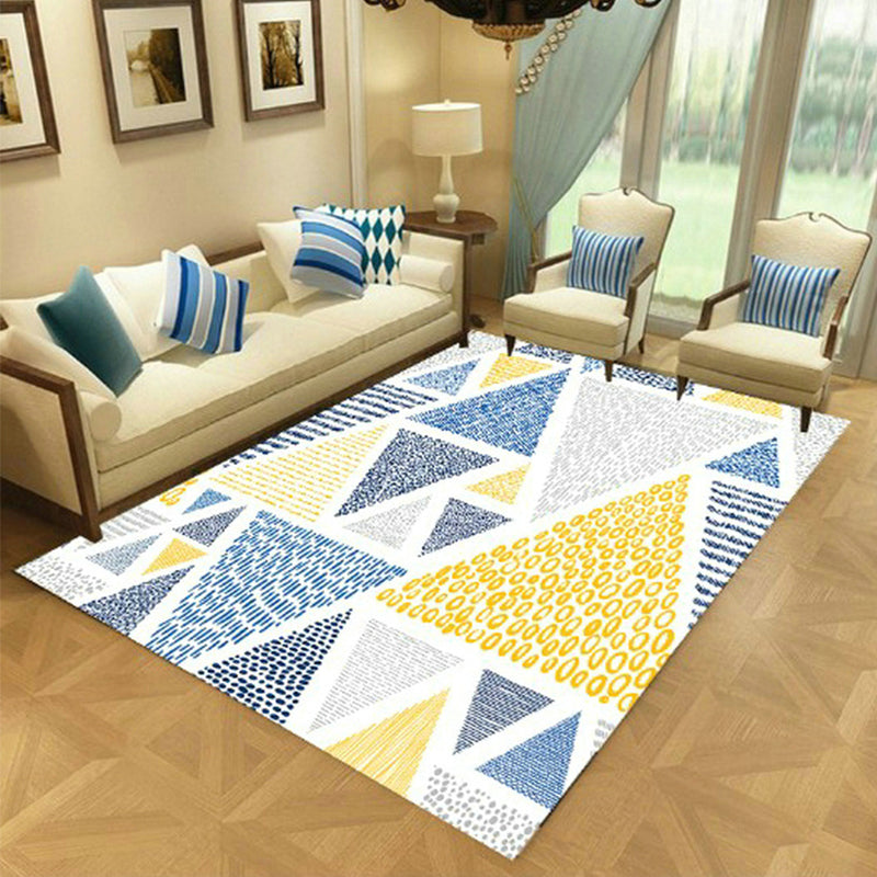 Nordic Living Room Rug Multi-Color Geometric Indoor Rug Synthetics Anti-Slip Backing Machine Washable Area Carpet