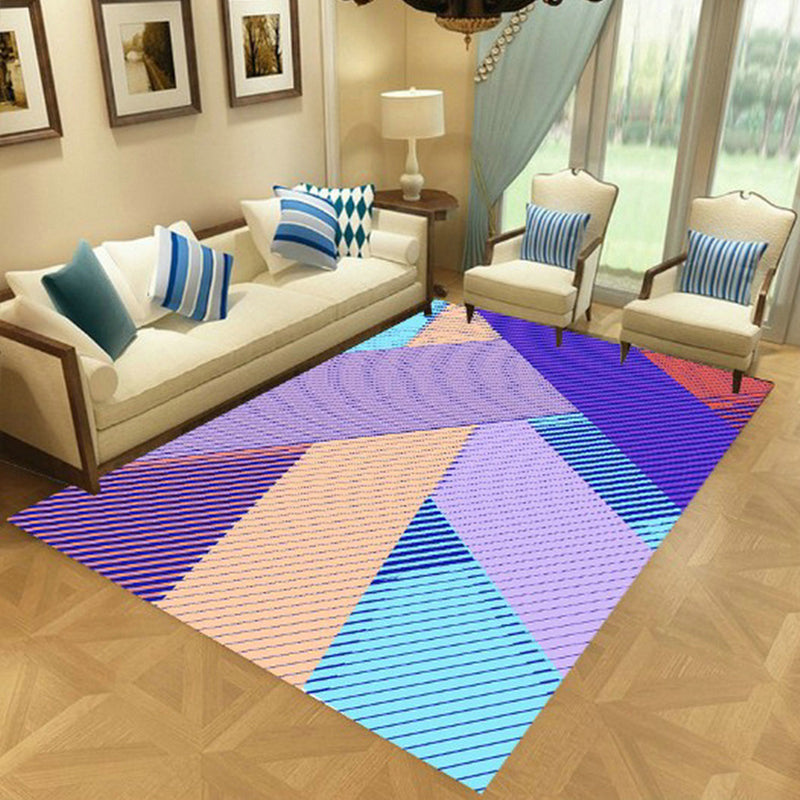 Nordic Living Room Rug Multi-Color Geometric Indoor Rug Synthetics Anti-Slip Backing Machine Washable Area Carpet