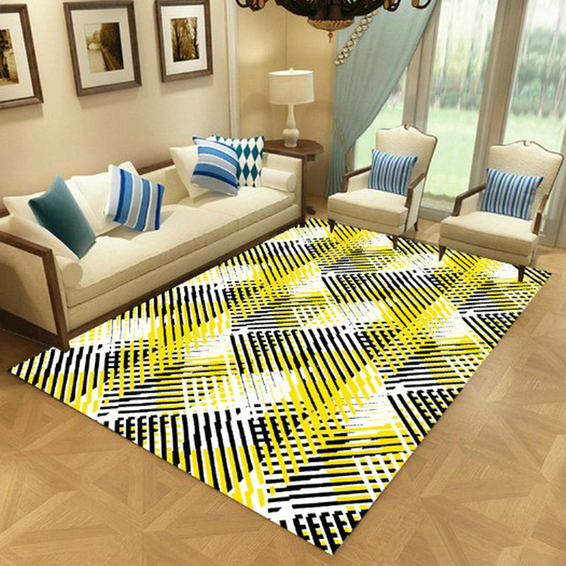 Nordic Living Room Rug Multi-Color Geometric Indoor Rug Synthetics Anti-Slip Backing Machine Washable Area Carpet