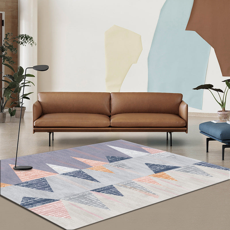 Multi-Color Relaxing Rug Synthetics Geometric Print Area Carpet Non-Slip Backing Washable Indoor Rug for Decoration