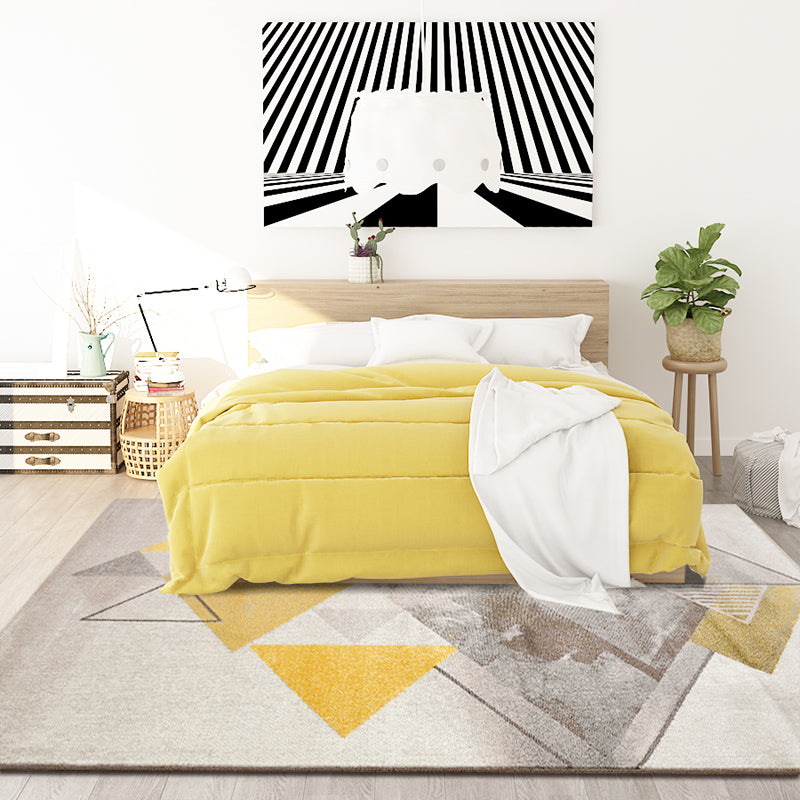 Calming Living Room Rug Multi Colored Geometric Indoor Rug Polypropylene Anti-Slip Easy Care Area Carpet