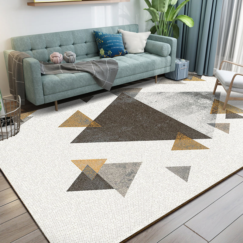 Calming Living Room Rug Multi Colored Geometric Indoor Rug Polypropylene Anti-Slip Easy Care Area Carpet