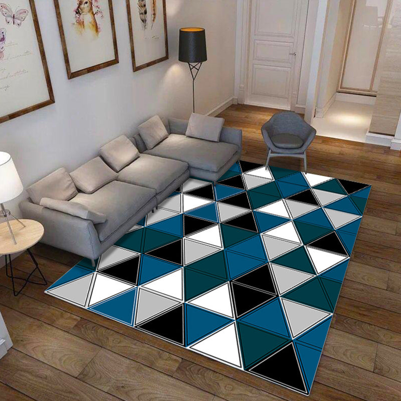 Nordic Geo Print Rug Multi Colored Polypropylene Area Carpet Anti-Slip Backing Pet Friendly Indoor Rug for Living Room