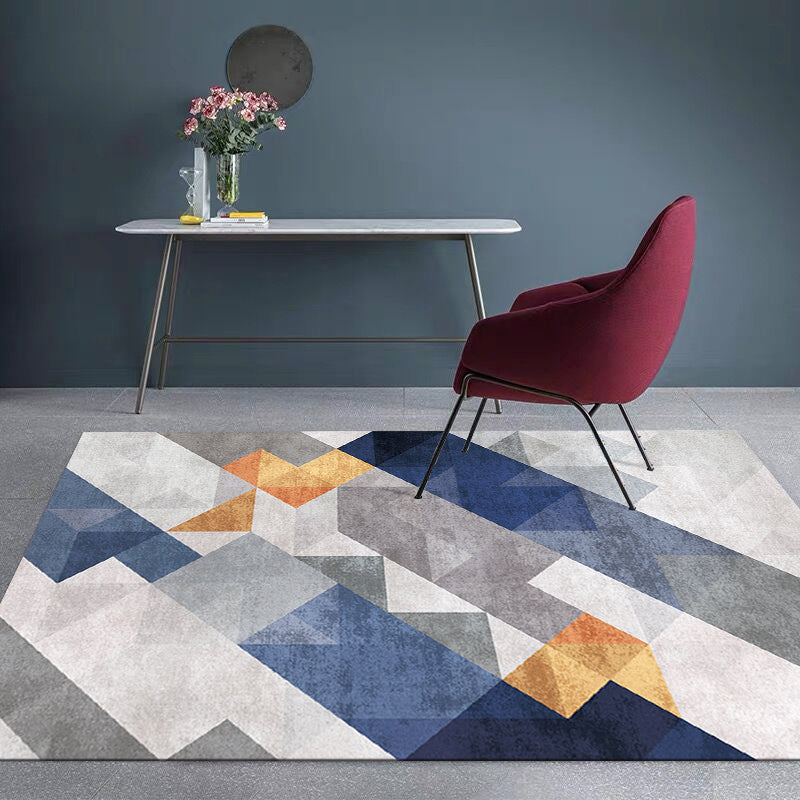 Scandinavian Geometric Pattern Rug Multi Color Polypropylene Carpet Anti-Slip Backing Easy Care Washable Indoor Rug for Living Room