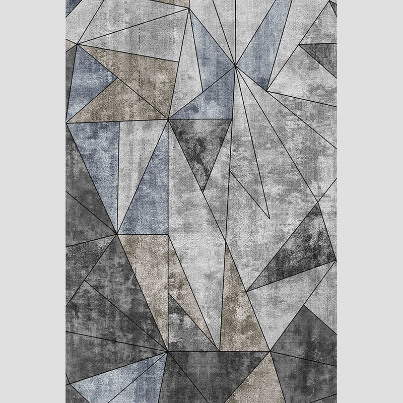 Nordischer Dekorationsteppich, mehrfarbiger geometrischer Druck, Innenteppich, Polyester, rutschfeste Rückseite, schmutzabweisender Flächenteppich