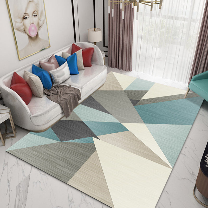 Simple Living Room Rug Multi-Color Geometric Print Indoor Rug Synthetics Anti-Slip Backing Stain-Resistant Carpet