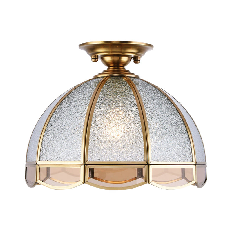 Tradition Dome Semi Flush Mounting Clear Water Glass 1 Luz de techo de bombilla para el pasillo