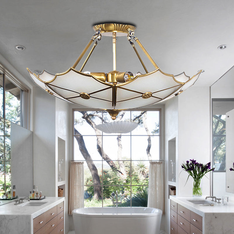 Ombrello semi -filo tradizione tradizionale in ottone in ottone 3 lampadine per corridoio per corridoio