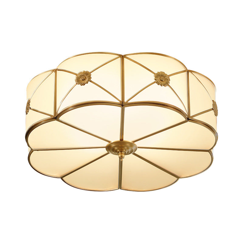 14 "/18" /23.5 " Wide 1 - Tiered Flush Mount Tradizionale White Glass Gold 3/4/6 Lampadine Monte Chandelier