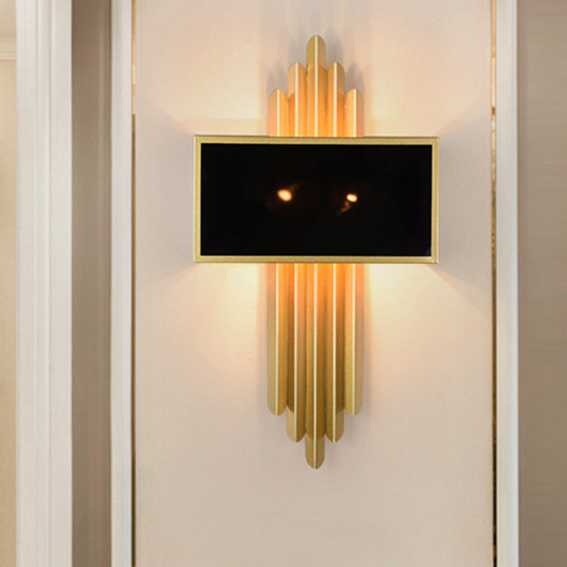 25.5“/37.5” Wide Brass 1 Light Sconce Light Rustic Fabric Rectangle Wall Lighting Fixture for Living Room