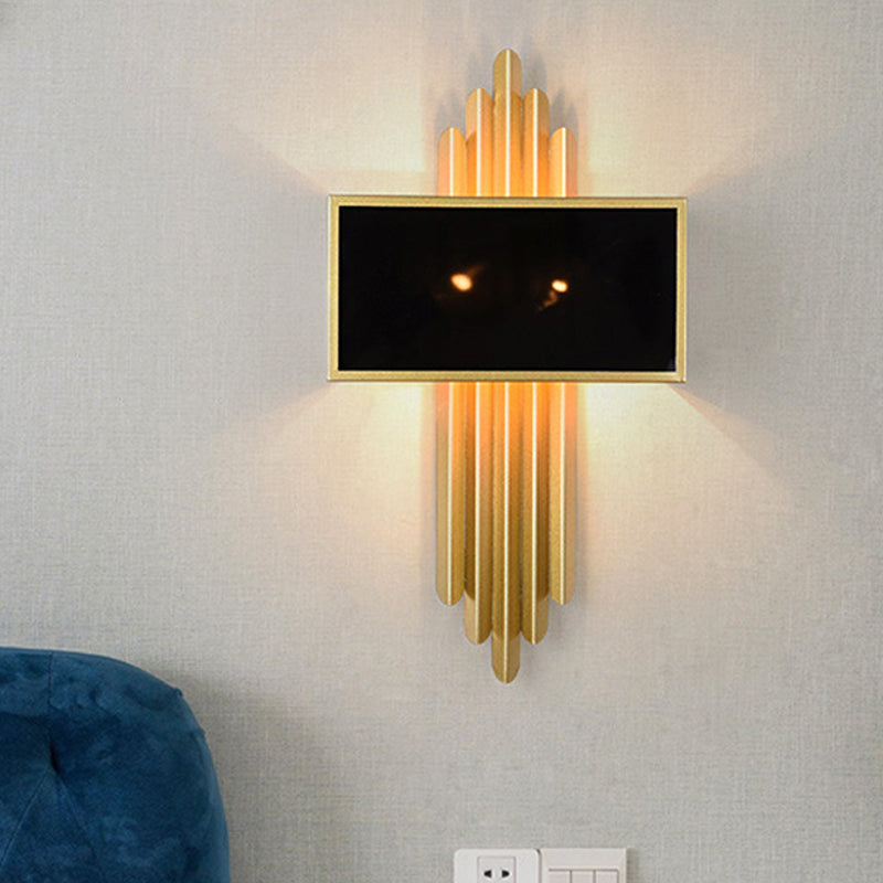 25.5“/37.5” Wide Brass 1 Light Sconce Light Rustic Fabric Rectangle Wall Lighting Fixture for Living Room