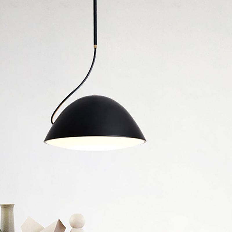 Luz de colgante colgante de domo negro/negro Metal contemporáneo 1 Luz de suspensión de luz para comedor