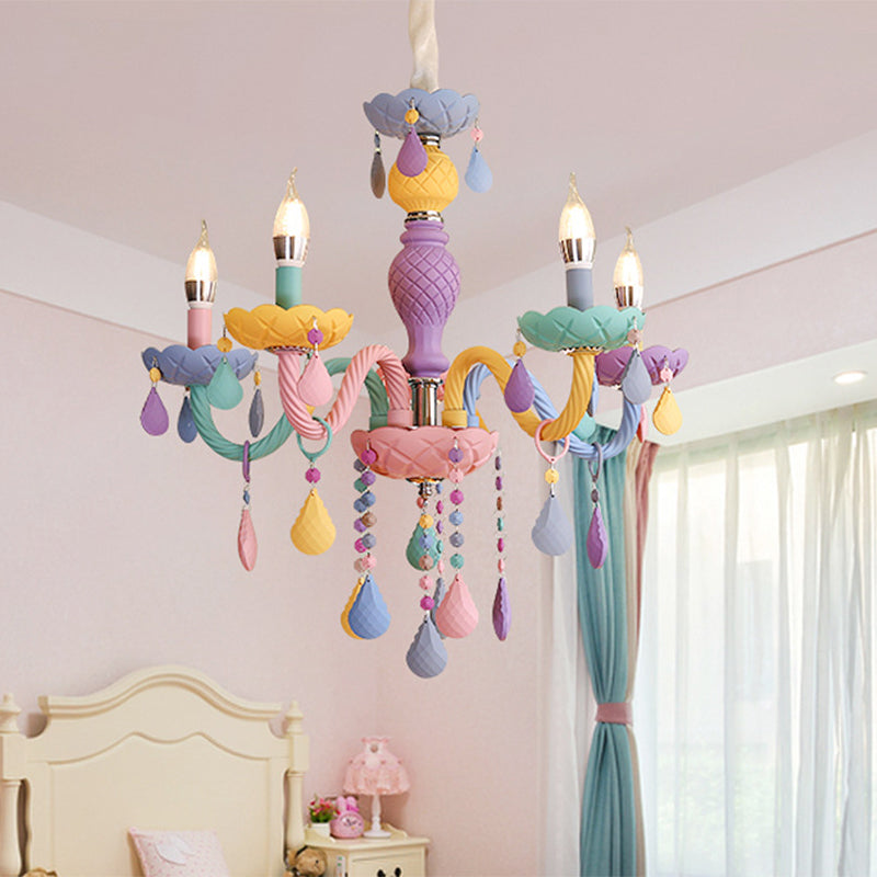 Candelabra lampadario soffitto macaron colorato vetro per bambini camera da letto luce in viola
