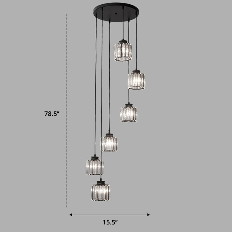 Trap Meerdere lamp hanger Minimalistisch plafondlicht met cilindrische kristalschaduw