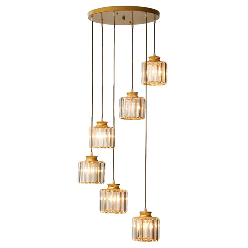 Trap Meerdere lamp hanger Minimalistisch plafondlicht met cilindrische kristalschaduw
