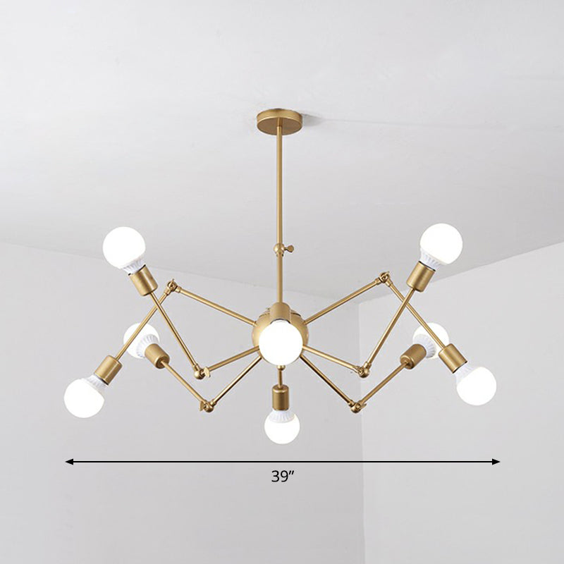 Nordic Swing Arm Pendant Lighting Metal Ceiling Chandelier with Open Bulb Design