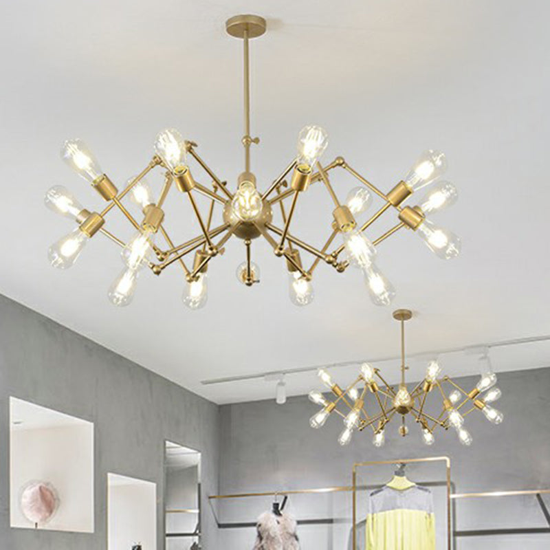 Nordic Swing Arm Pendant Lighting Metal Ceiling Chandelier with Open Bulb Design