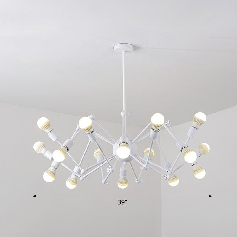 Nordic Swing Arm Pendant Lighting Metal Ceiling Chandelier with Open Bulb Design
