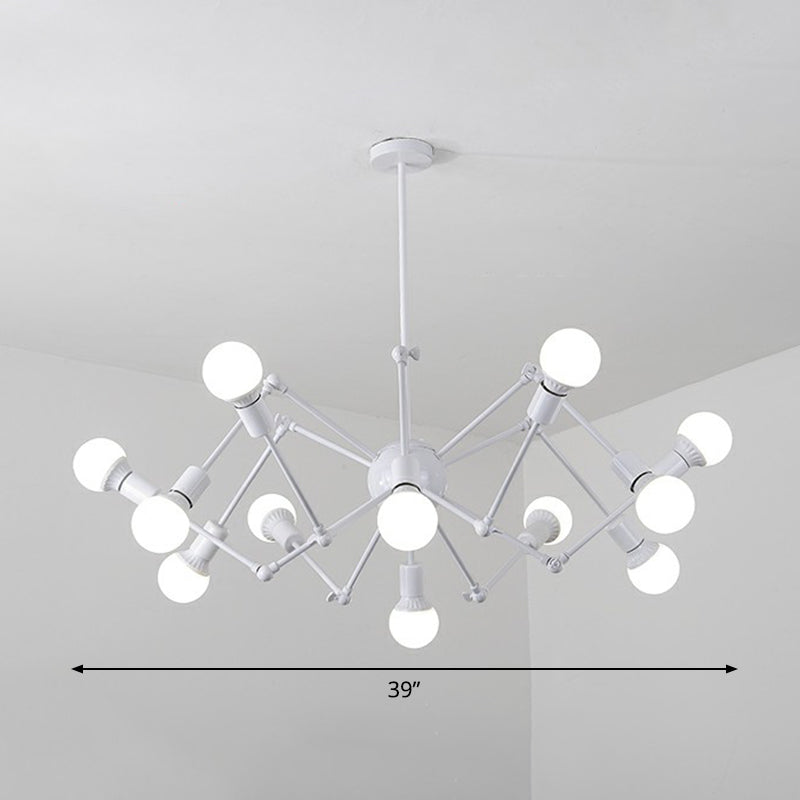 Nordic Swing Arm Pendant Lighting Metal Ceiling Chandelier with Open Bulb Design