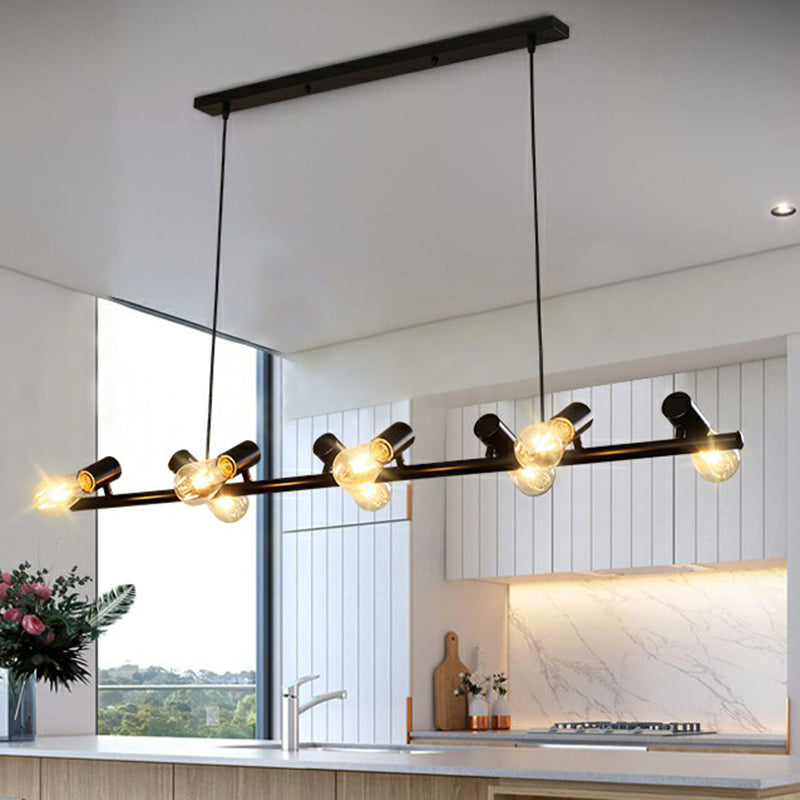 Black Naked Bulb Pendant Spotlight Industrial Iron Dining Room Island Ceiling Light