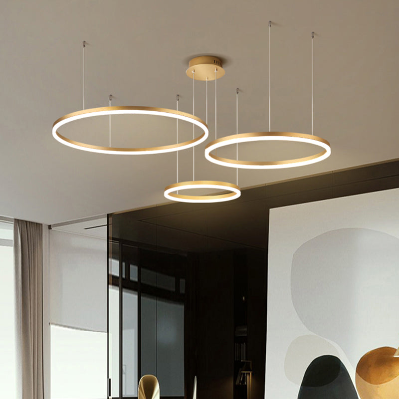 Aluminium kreisförmige LED -Anhängerlampe Einfachheit LED -Kronleuchterleuchte für Wohnzimmer