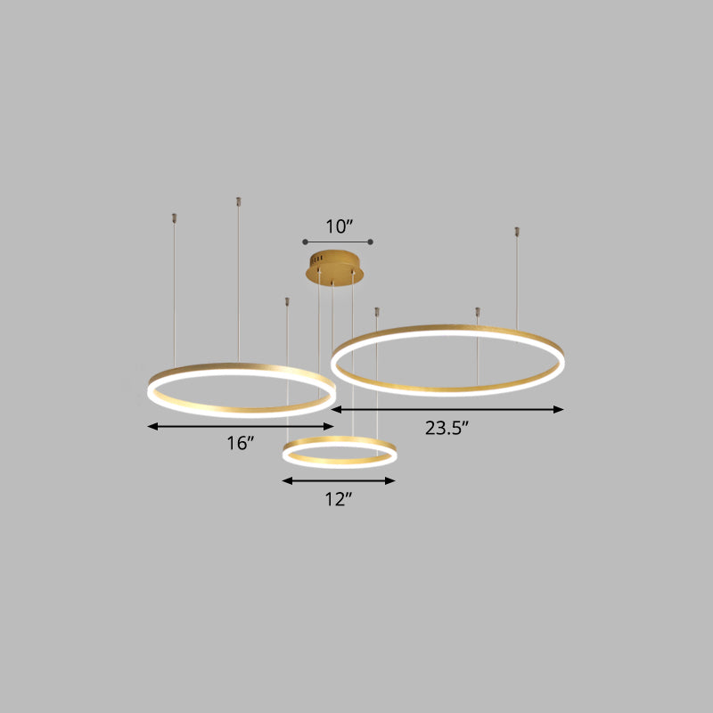 Aluminium kreisförmige LED -Anhängerlampe Einfachheit LED -Kronleuchterleuchte für Wohnzimmer