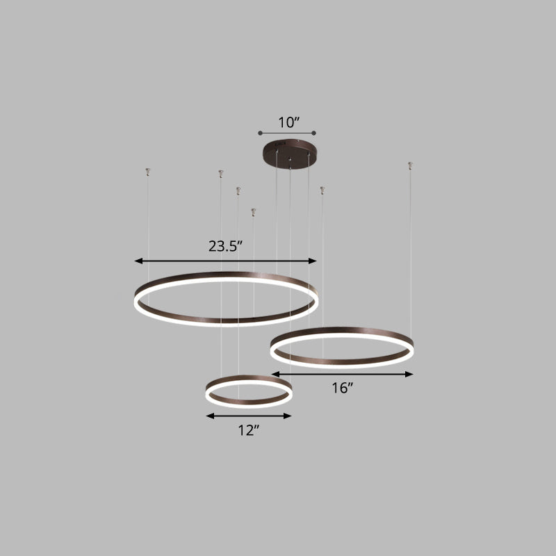 Aluminium kreisförmige LED -Anhängerlampe Einfachheit LED -Kronleuchterleuchte für Wohnzimmer
